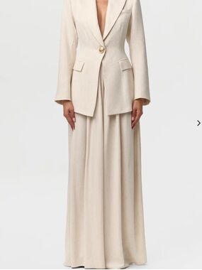 NAKED WARDROBE LINEN PLEATED PALAZZO PANTS